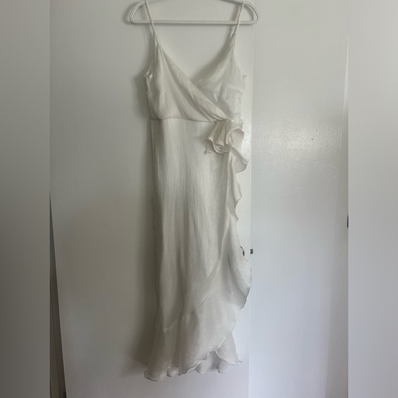 Lulu’s Captivated Beauty White Satin Ruffled Midi Dress - Picture 6 of 13